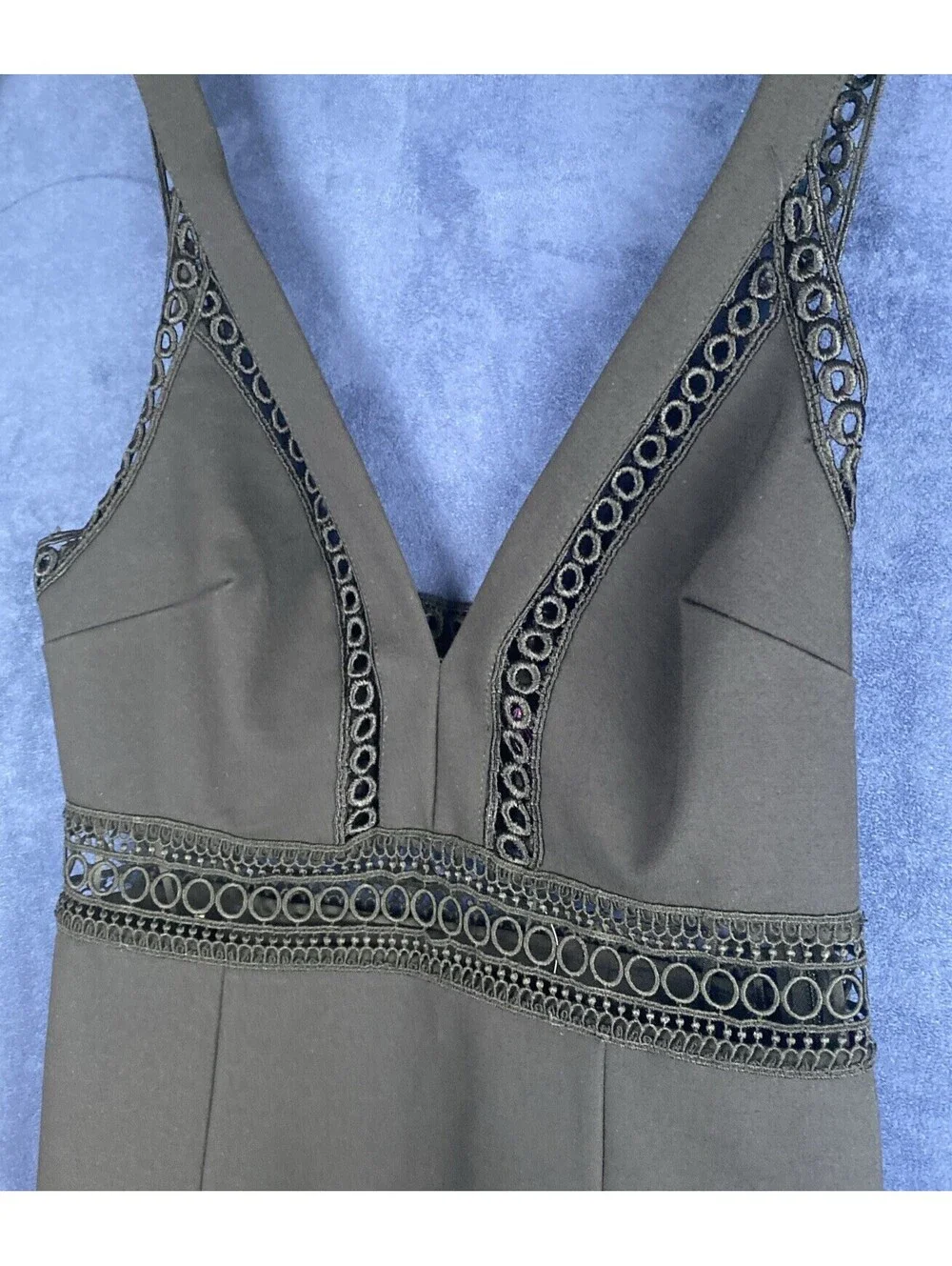 Free People Dress Women's 4Small Black Iris Mini Bodycon Dress Crochet Inset NWT
